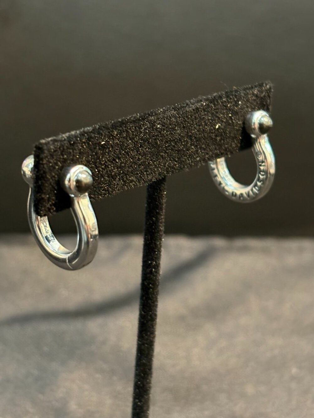 HARLEY DAVIDSON HORSESHOE STERLNG SILVER EARRINGS